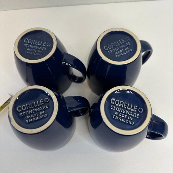 CORELLE Coordinate Stoneware Royal Deep Blue coffee Mugs set of 4 CLEAN/VINTAGE - Picture 6 of 16